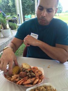 My husband, Ibrahim enjoys some of the amazing food